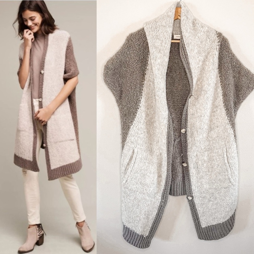 Anthropologie Sleeping on Snow,‎ Wool Blend, Two-Tone Slouchy Sweater Vest